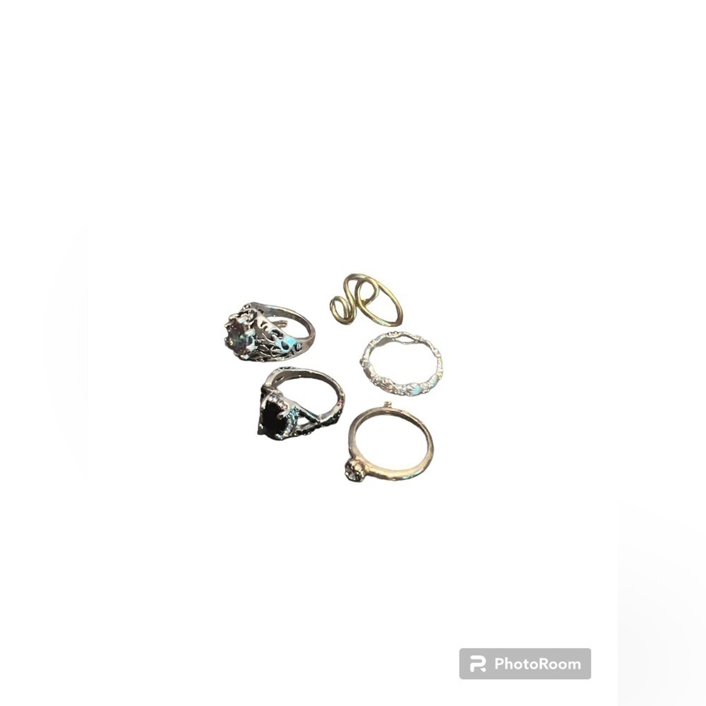 Mixed Fashion Ring Lot 5pc Silver Gold Tone Mystic Topaz‎ Gothic Boho Set